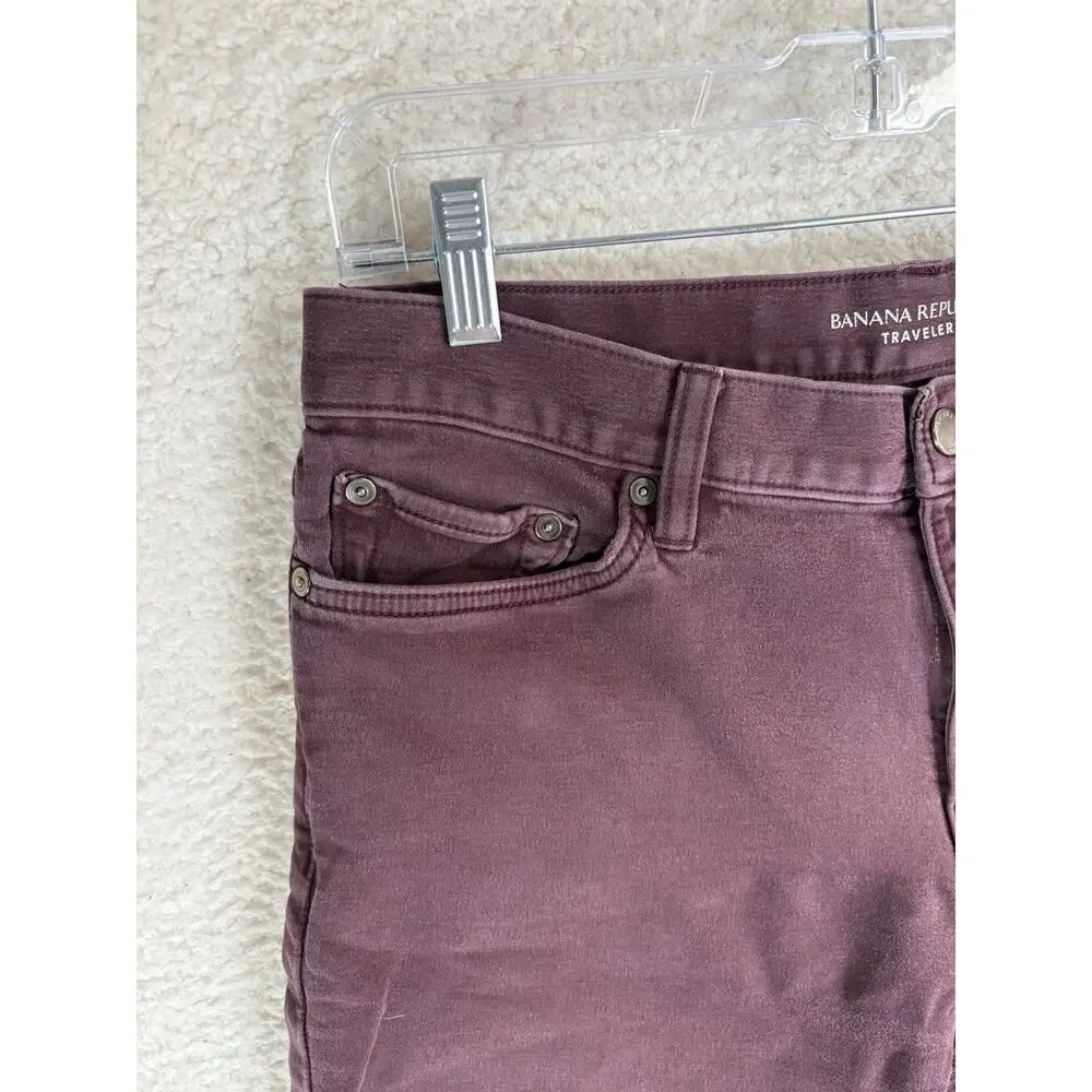 Banana Republic Travel Jean Mens 32x32 Slim Fit Burgundy Maroon Dark Red Pants